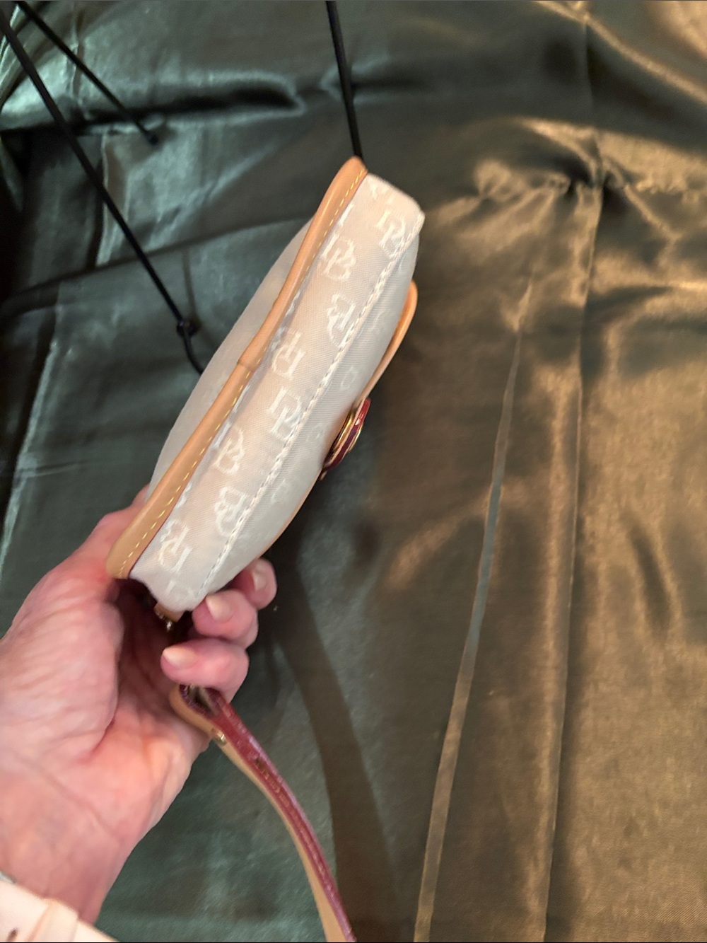 Dooney & Bourke Beige Logo Wristlet with Tan Trim - Picture 5 of 7